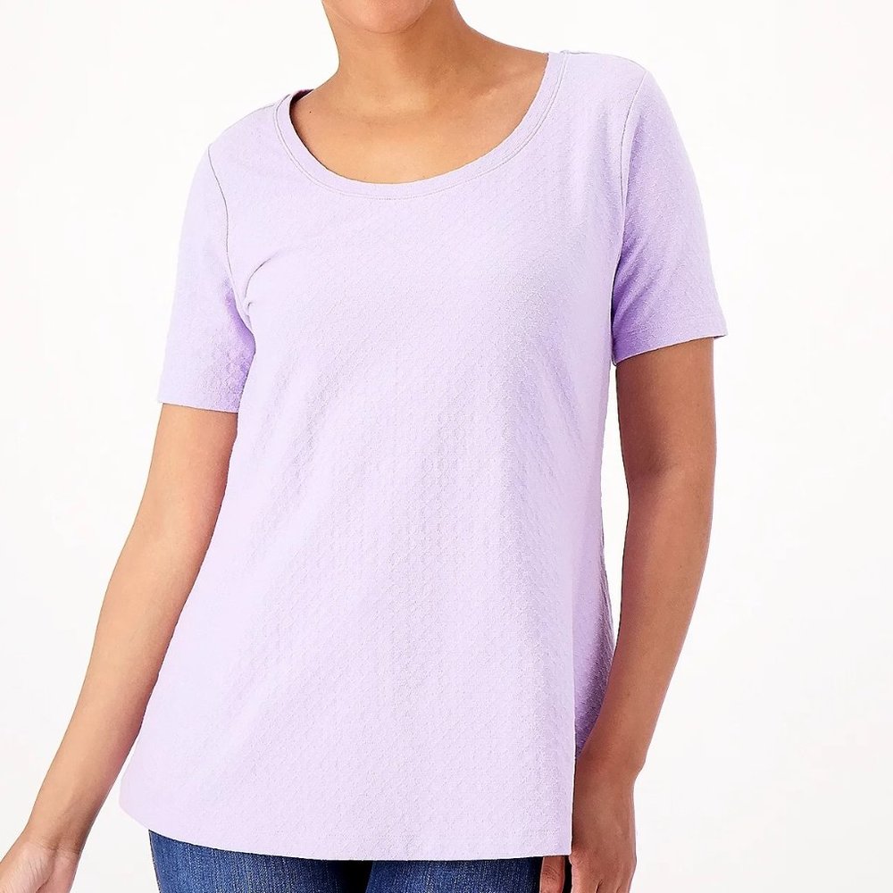 Isaac Mizrahi Live! Textured Lavender Knit Swing Top NWOT 1X